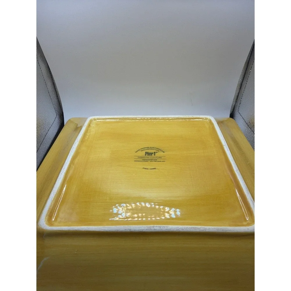 2 Pier 1 Essential Colours Yellow Square Dinner Plates 10.5